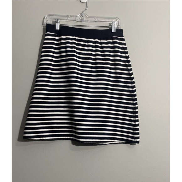 TALBOTS Women’s Skirt Sz S A-Line Striped Stretch Cotton Blend Elastic Waist - Picture 1 of 8